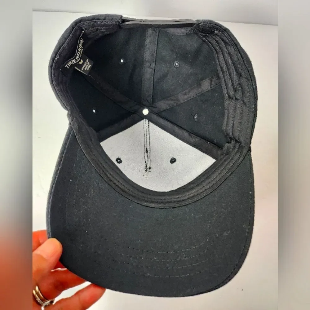 True Religion Snapback Baseball Cap Hat Black White Horseshoe Logo